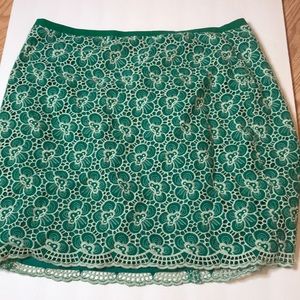 I Crew Green Textured Mini Skirt